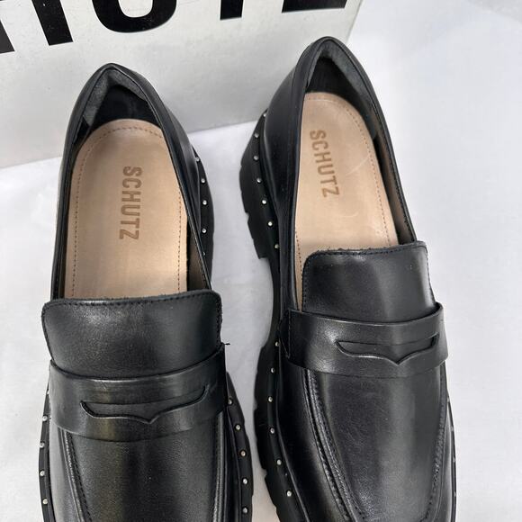 SCHUTZ Evereve New in Box Christie Studs Loafer in Black Leather // 10 - Picture 9 of 12